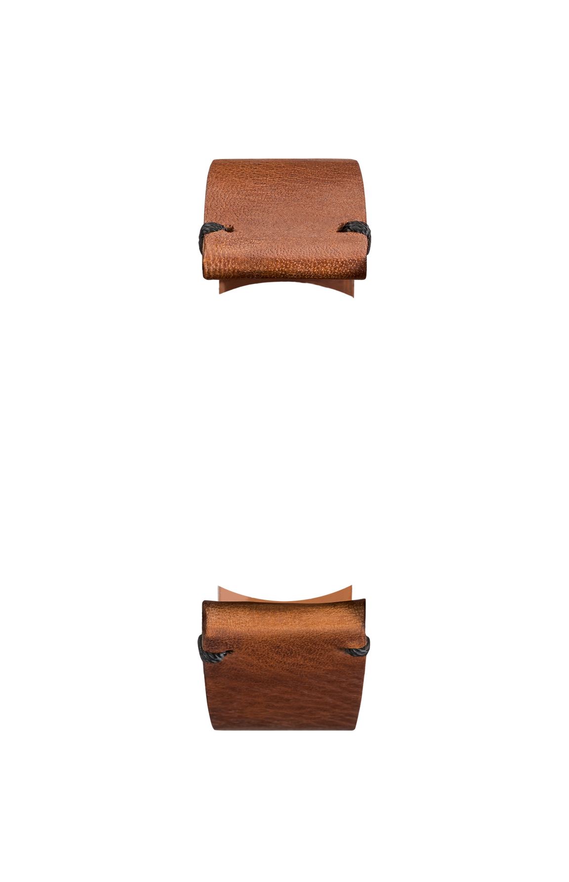 Brown vintage-look cowhide leather strap – Front view