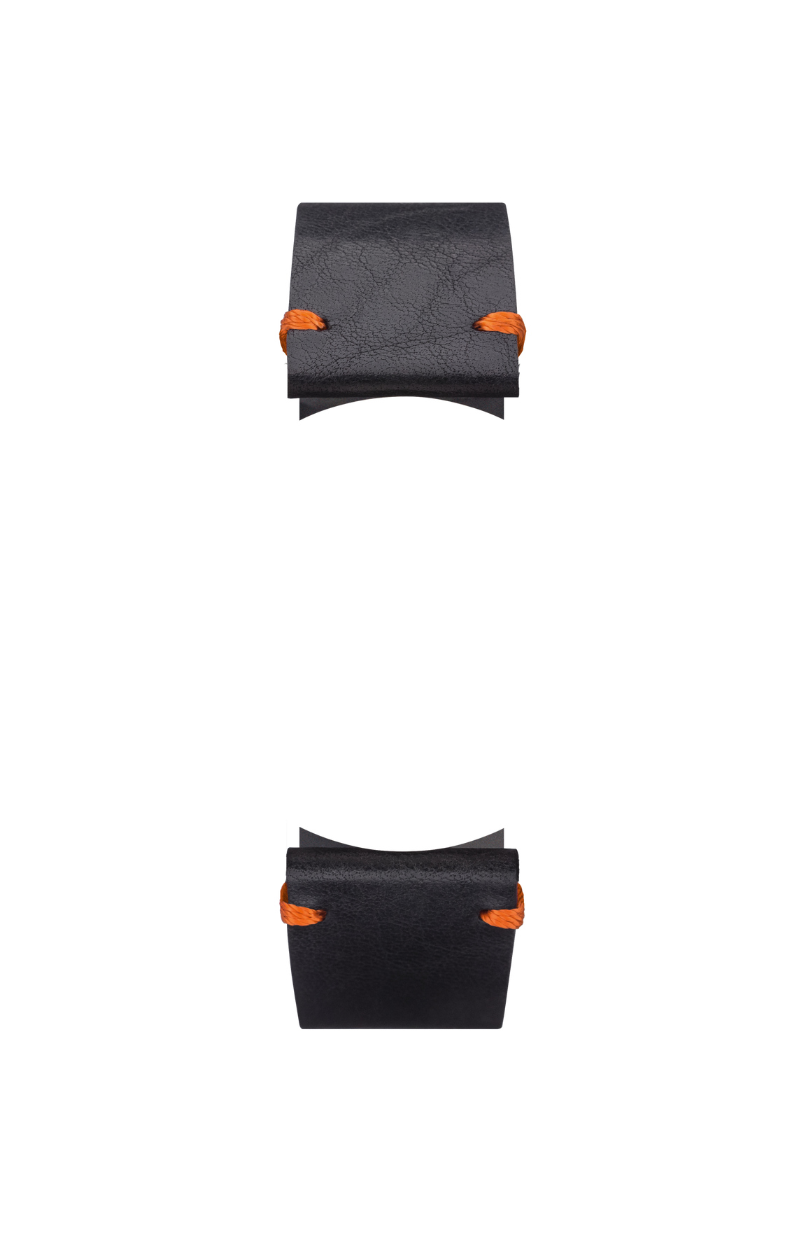 Black vintage-look cowhide leather strap – Front view