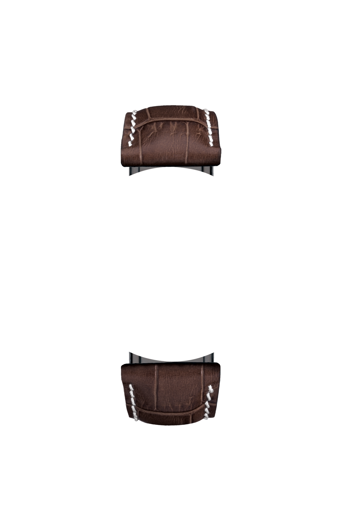 Mocha-coloured cowhide leather strap with alligator leather embossing – Front view