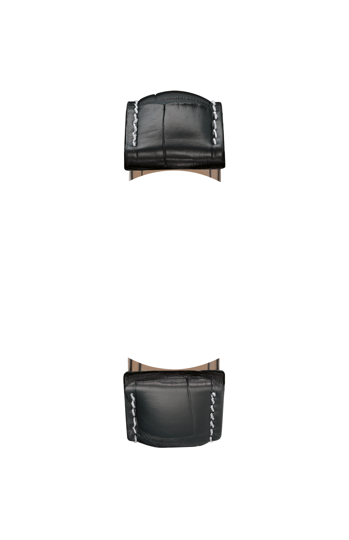 Black cowhide leather strap with alligator leather embossing – Front view