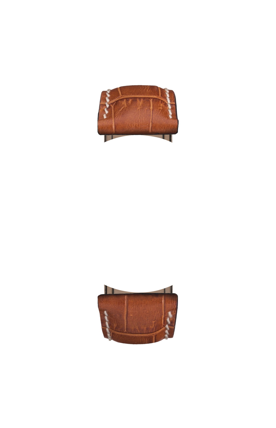 Cognac-coloured cowhide leather strap with alligator leather embossing – Front view