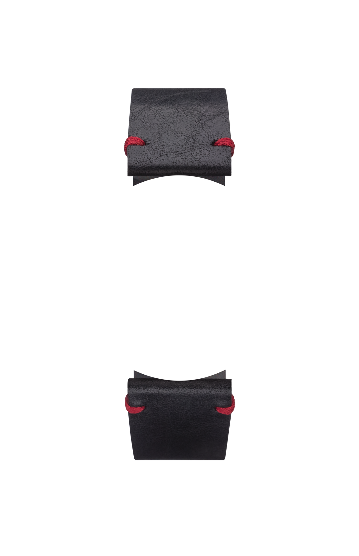 Black vintage-look cowhide leather strap – Front view