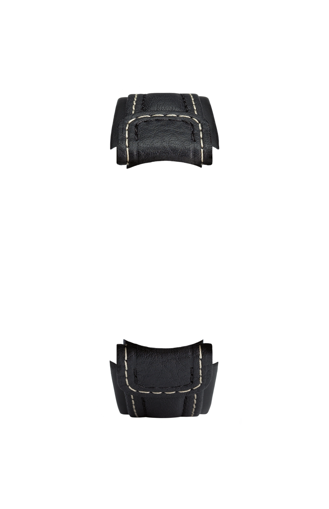 Black cowhide leather strap integrated in the case – Front view