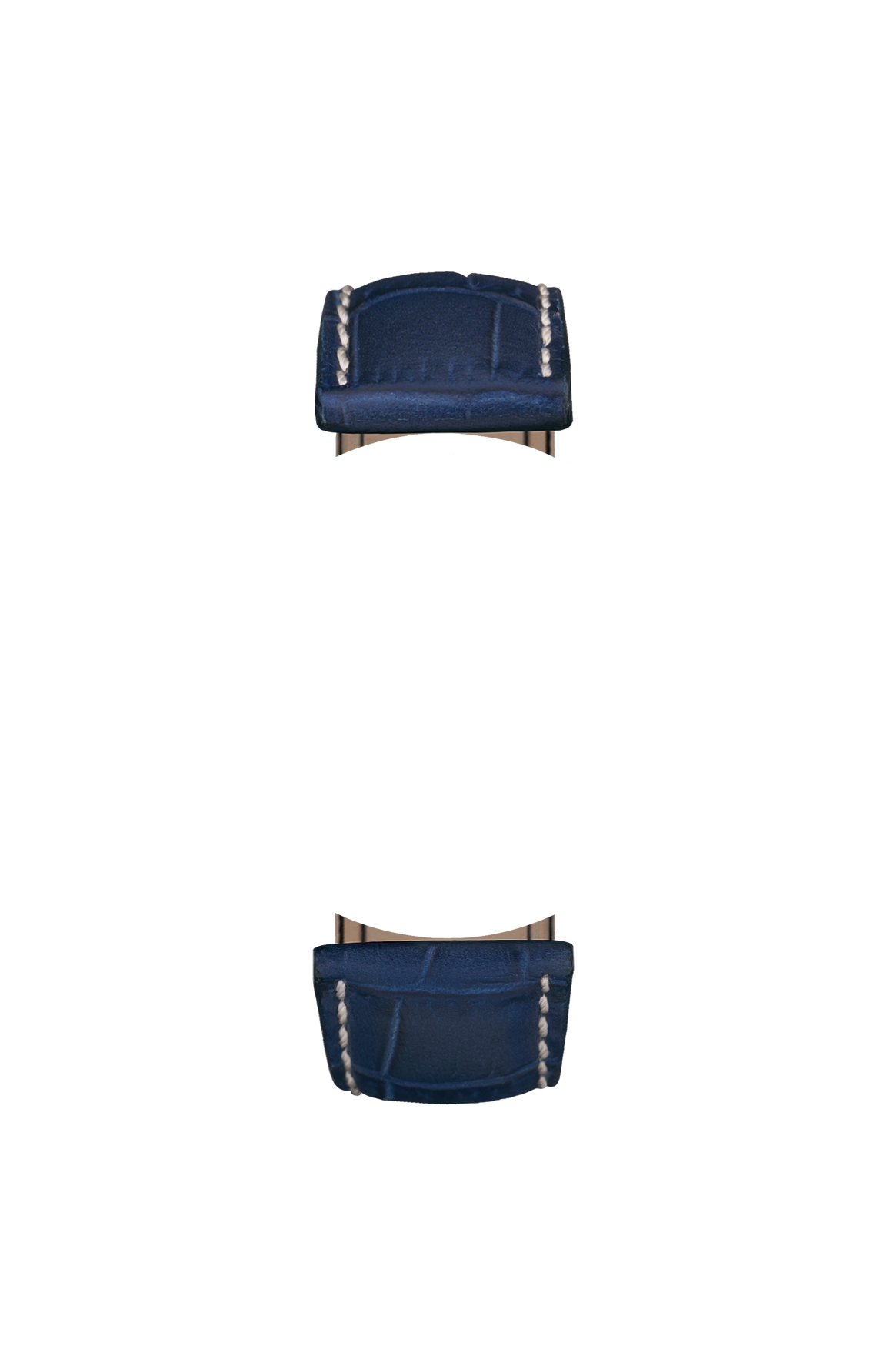 Blue cowhide leather strap with alligator leather embossing – Front view