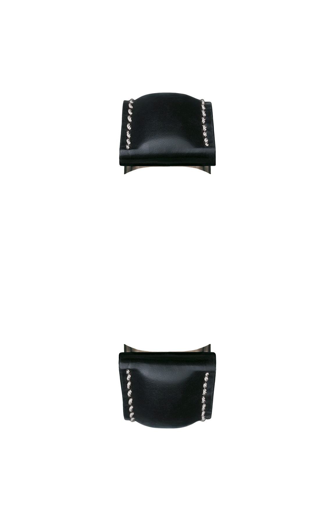 Black cowhide leather strap with Russia tanning – Front view