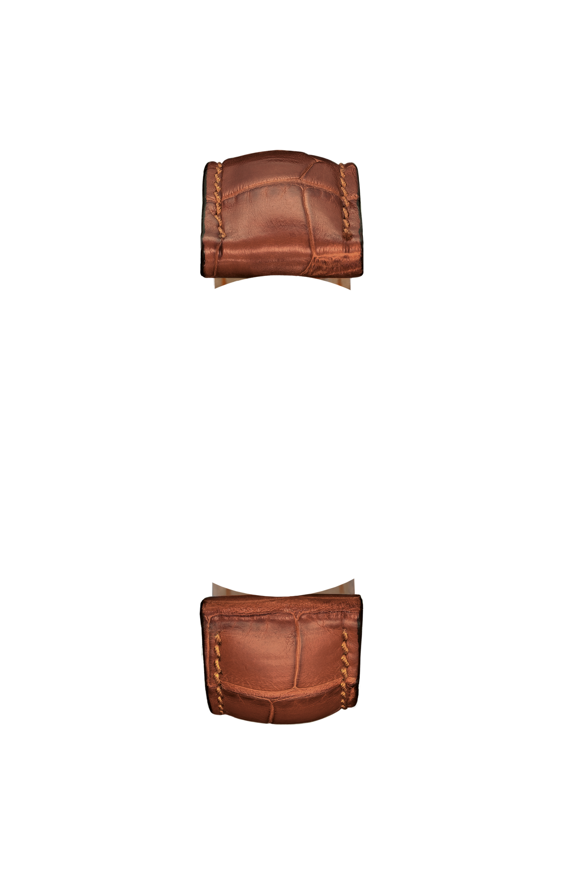Cognac-coloured alligator leather strap – Front view