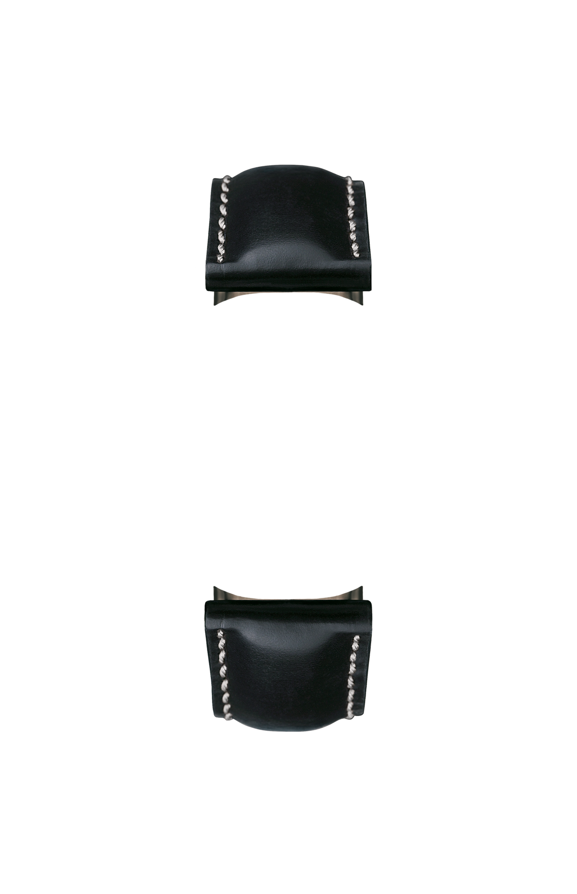 Black cowhide leather strap with Russia tanning – Front view