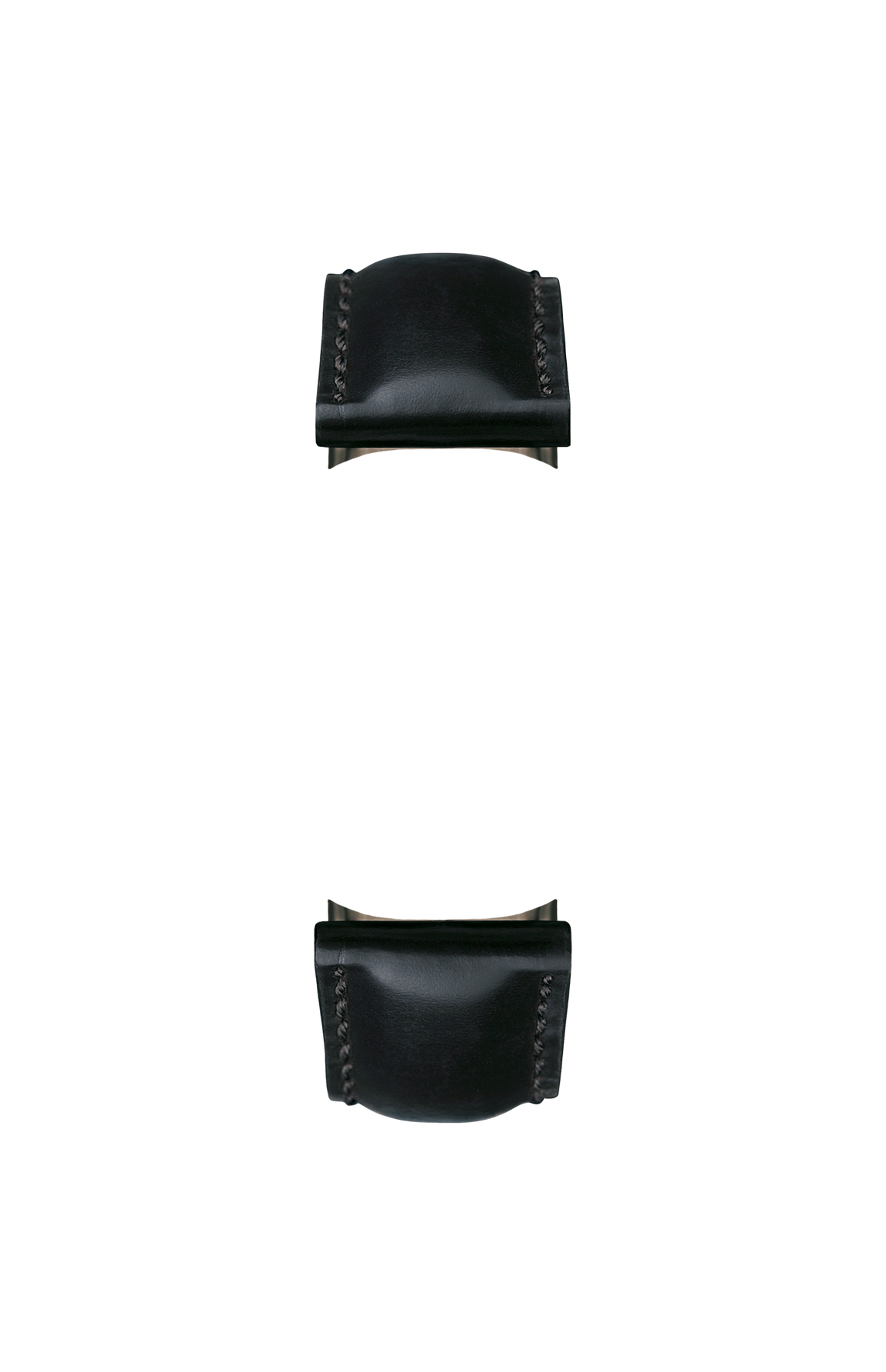 Black cowhide leather strap with Russia tanning – Front view