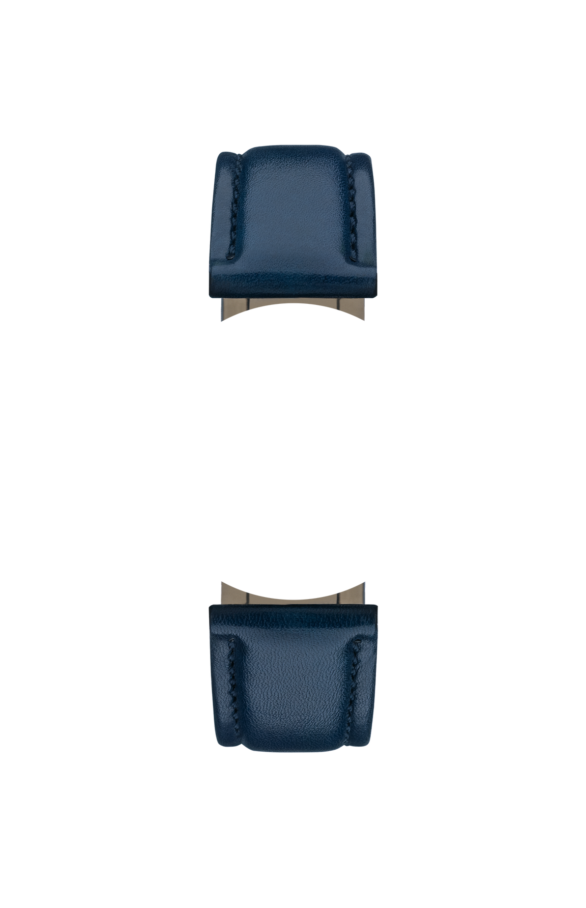 Blue cowhide leather strap – Front view