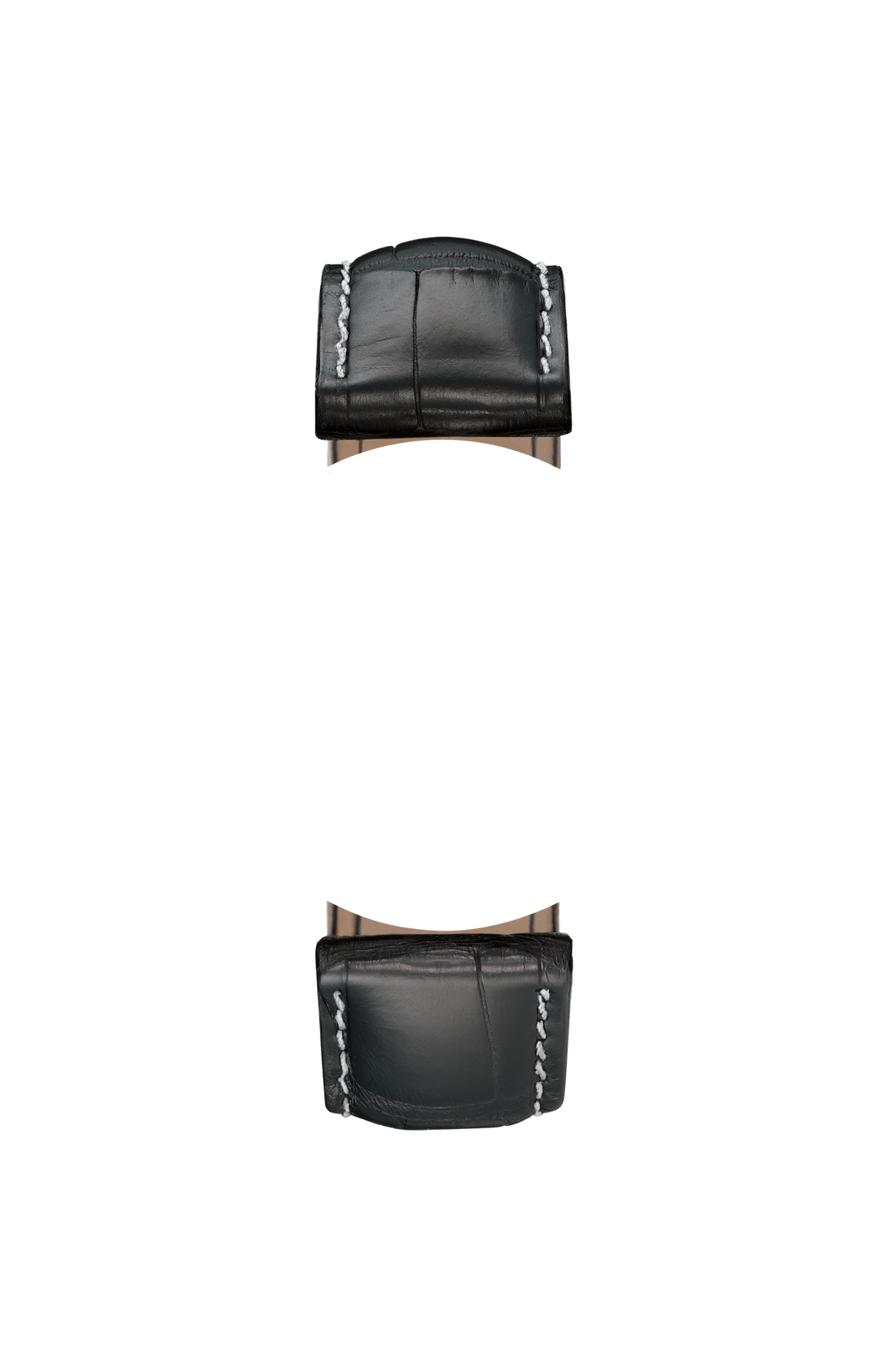 Black cowhide leather strap with alligator leather embossing – Front view
