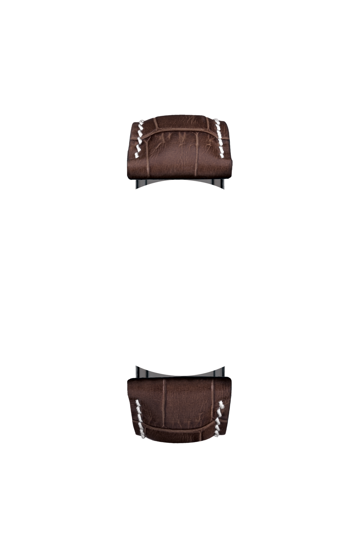 Mocha-coloured cowhide leather strap with alligator leather embossing – Front view