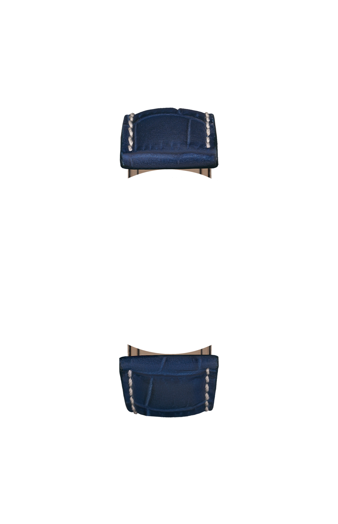 Blue cowhide leather strap with alligator leather embossing – Front view