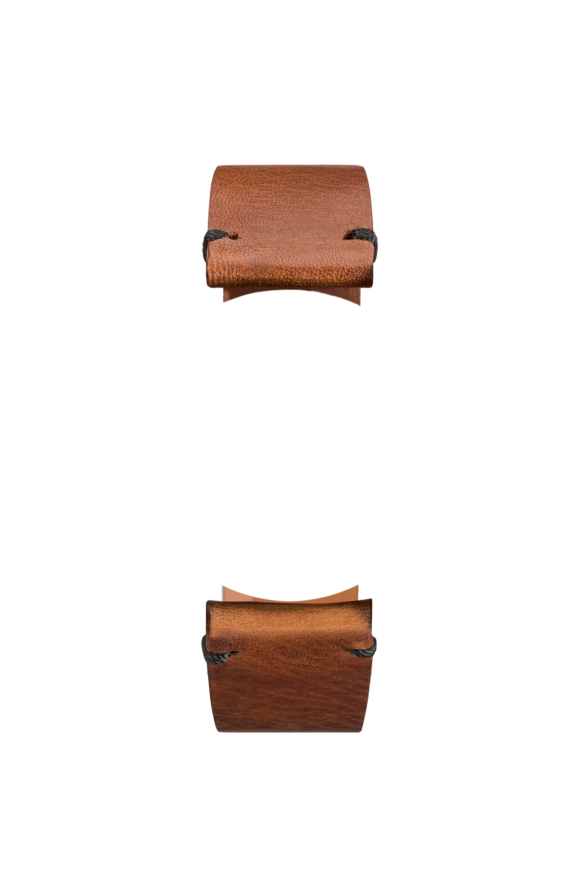 Brown vintage-look cowhide leather strap – Front view