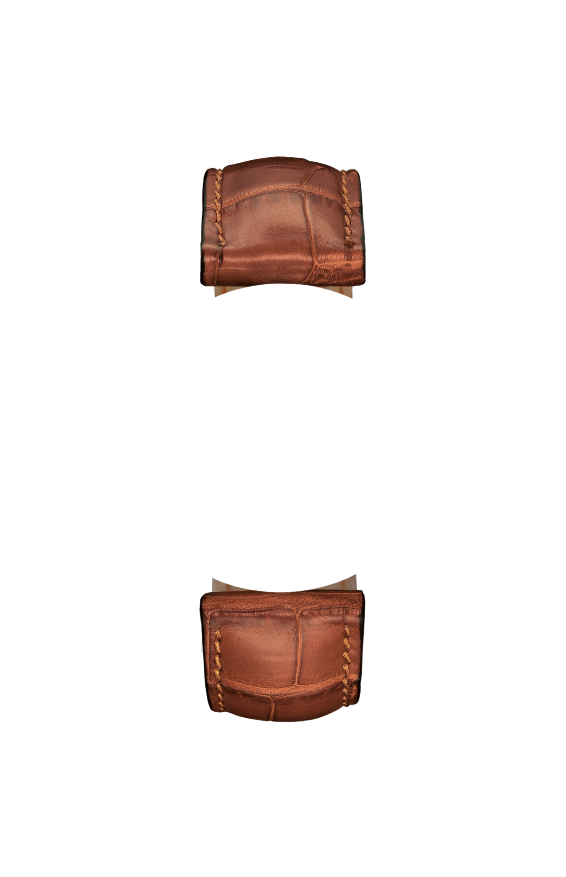 Cognac-coloured alligator leather strap – Front view