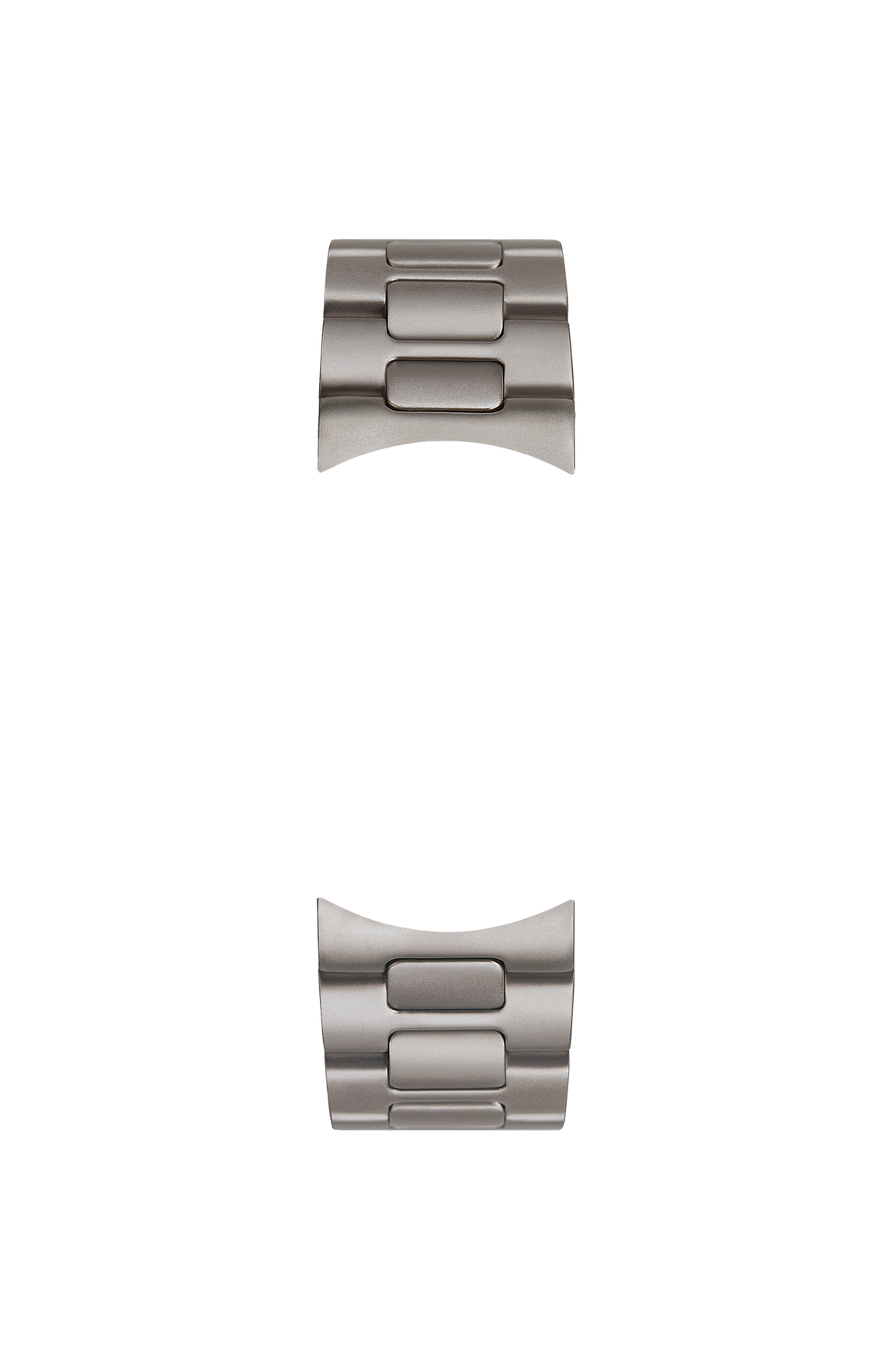Bead-blasted solid stainless steel bracelet with strap-length fine adjustment – Front view