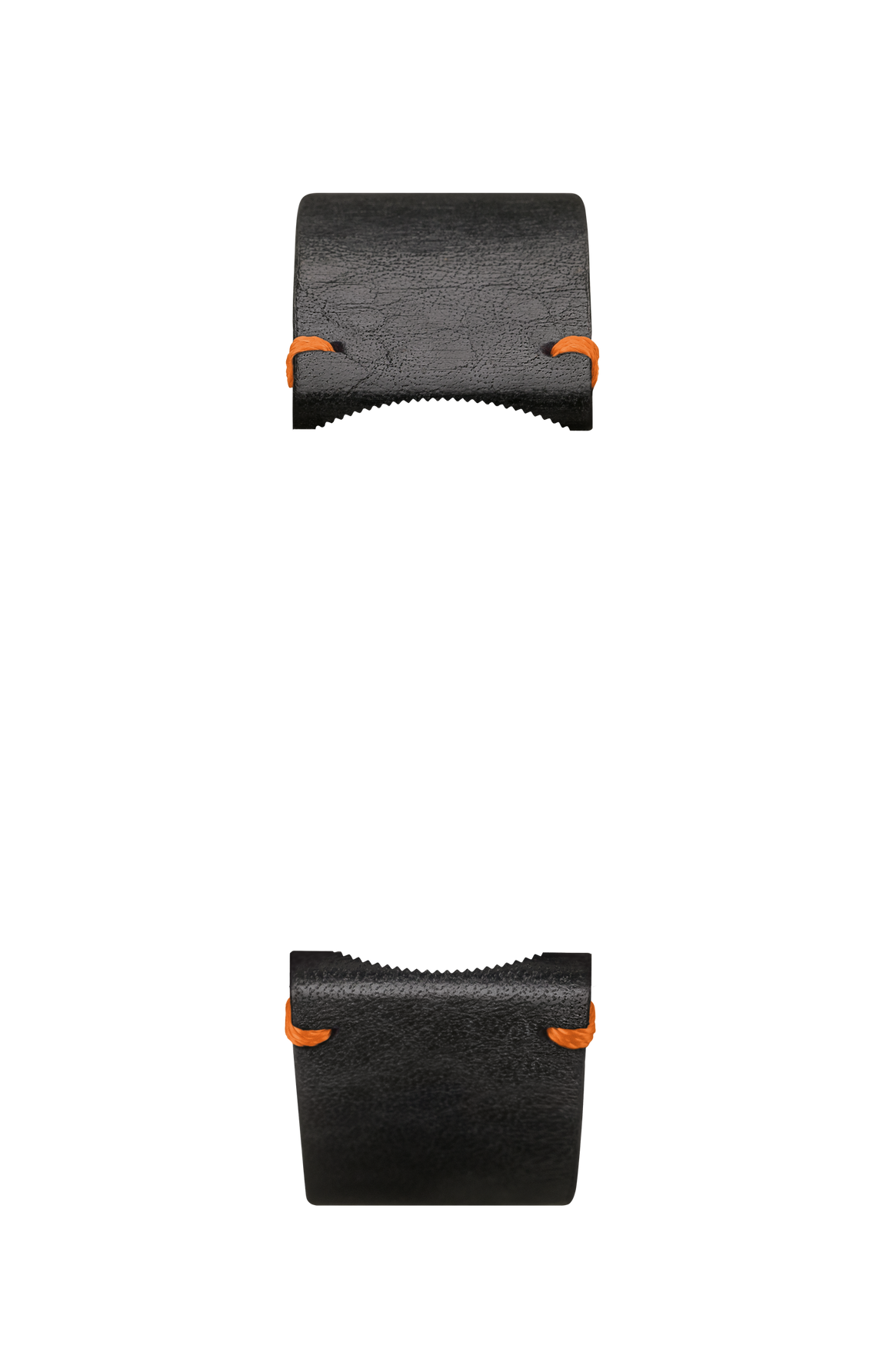 Black vintage-look cowhide leather strap – Front view