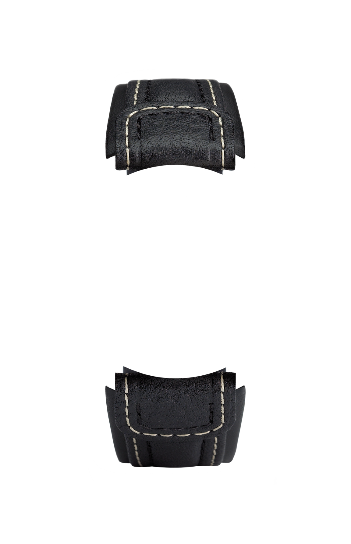 Black cowhide leather strap integrated in the case – Front view