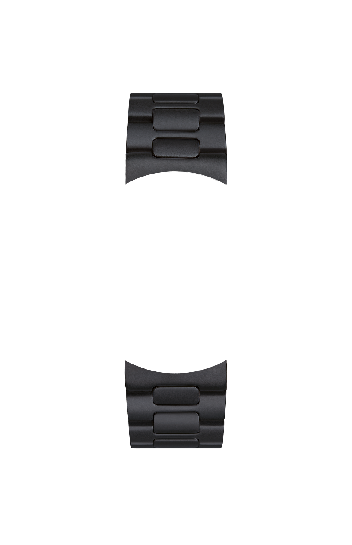 Bead-blasted solid stainless steel bracelet with black hard coating and strap-length fine adjustment – Front view