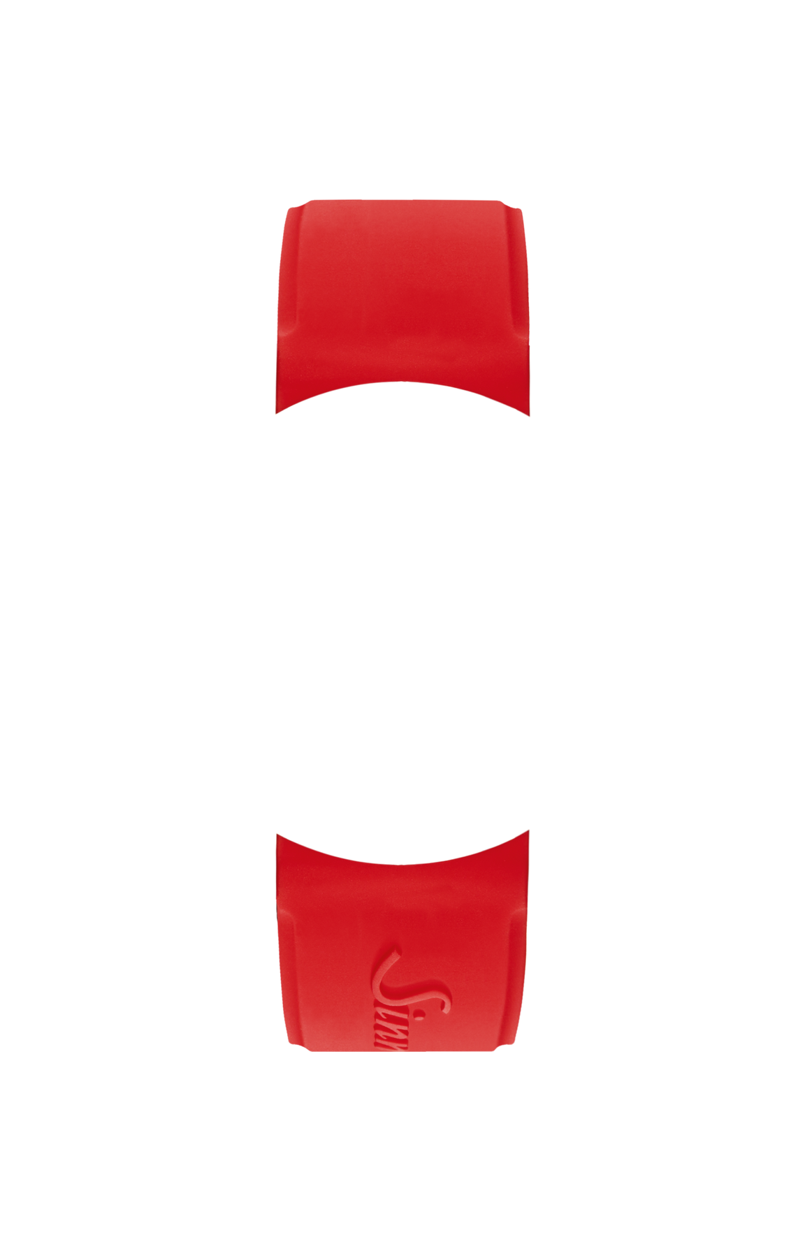 Red silicone strap integrated in the case – Front view