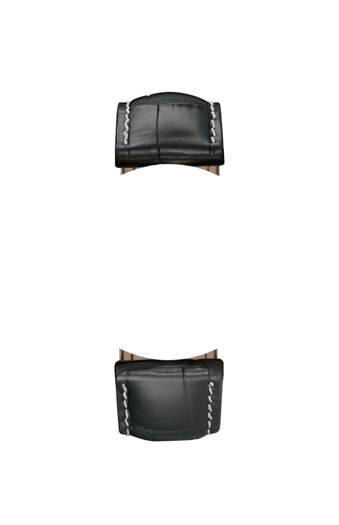 Black cowhide leather strap with alligator leather embossing – Front view
