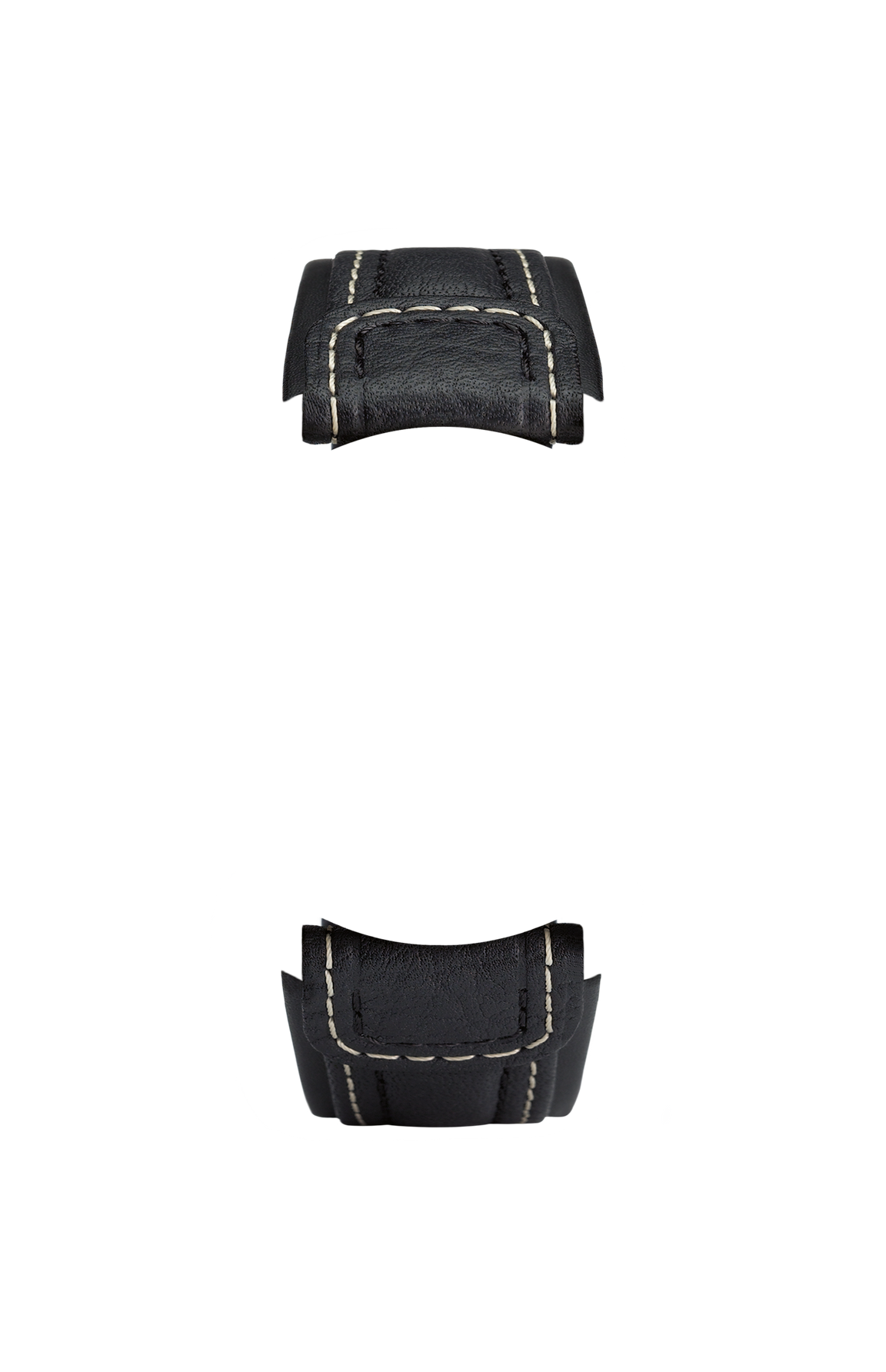 Black cowhide leather strap integrated in the case – Front view
