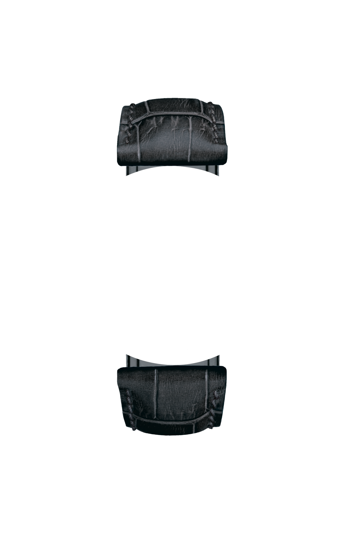 Black cowhide leather strap with alligator leather embossing – Front view