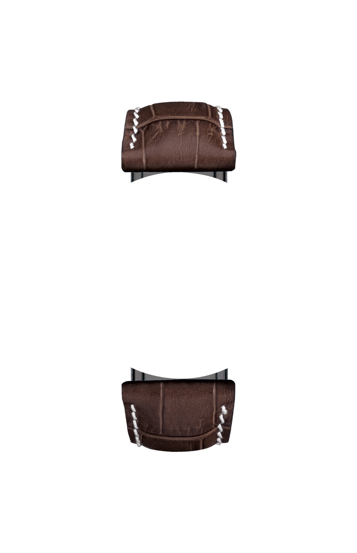Mocha-coloured cowhide leather strap with alligator leather embossing – Front view