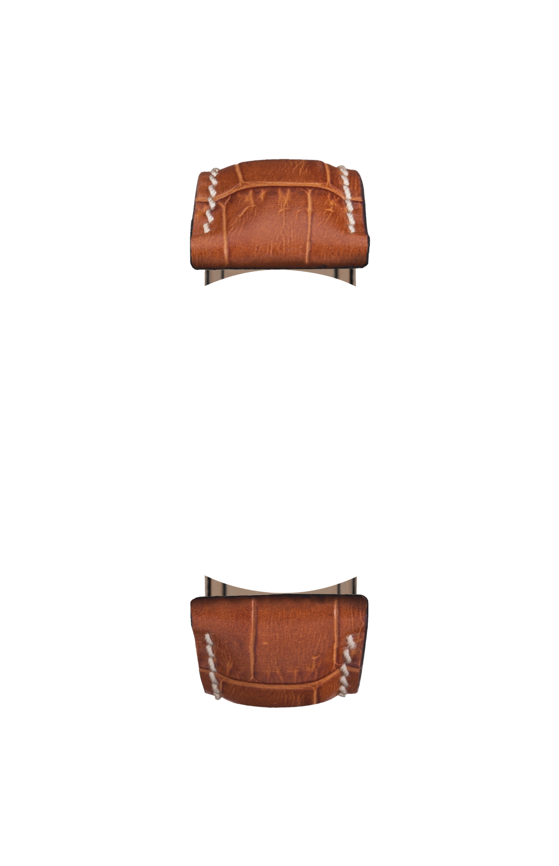 Cognac-coloured cowhide leather strap with alligator leather embossing – Front view