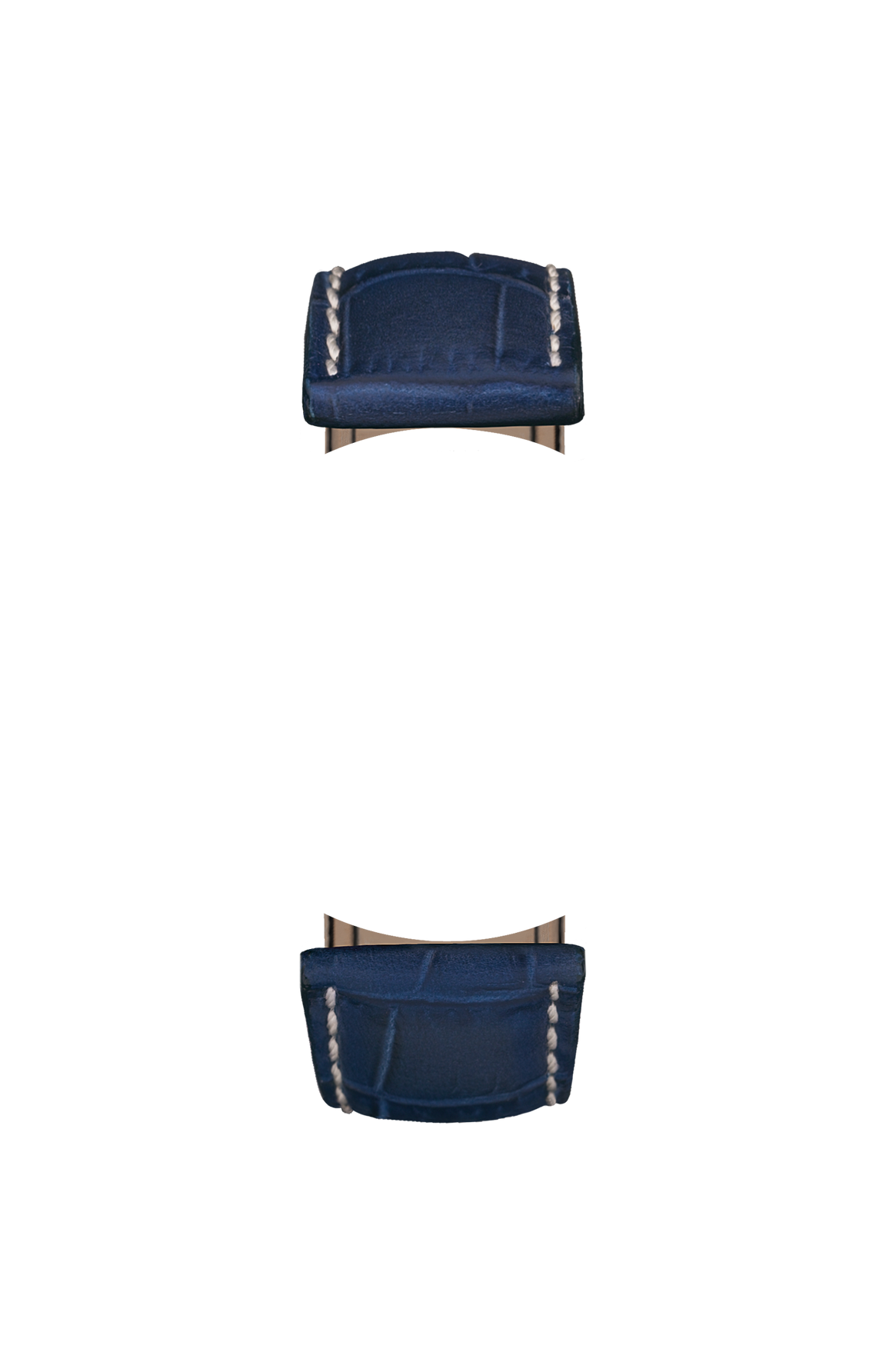 Blue cowhide leather strap with alligator leather embossing – Front view