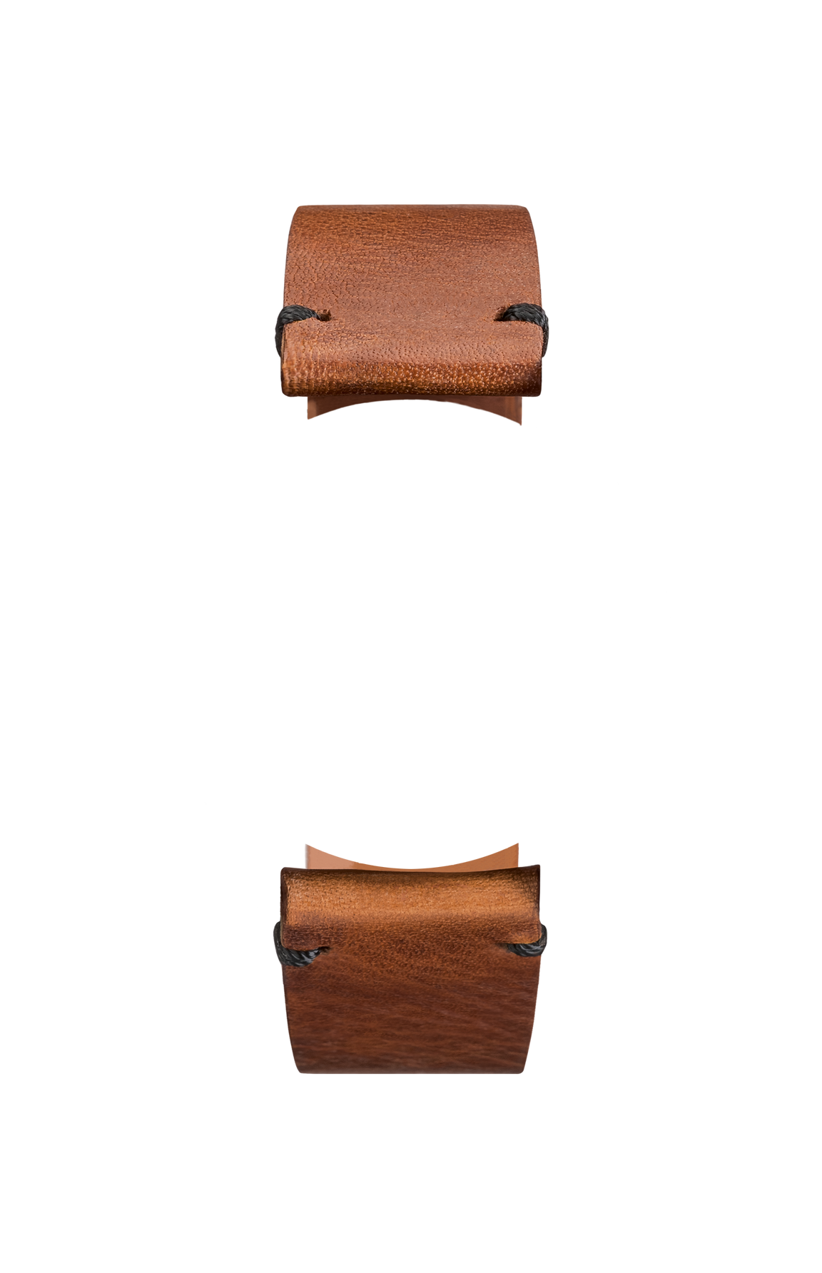 Brown vintage-look cowhide leather strap – Front view
