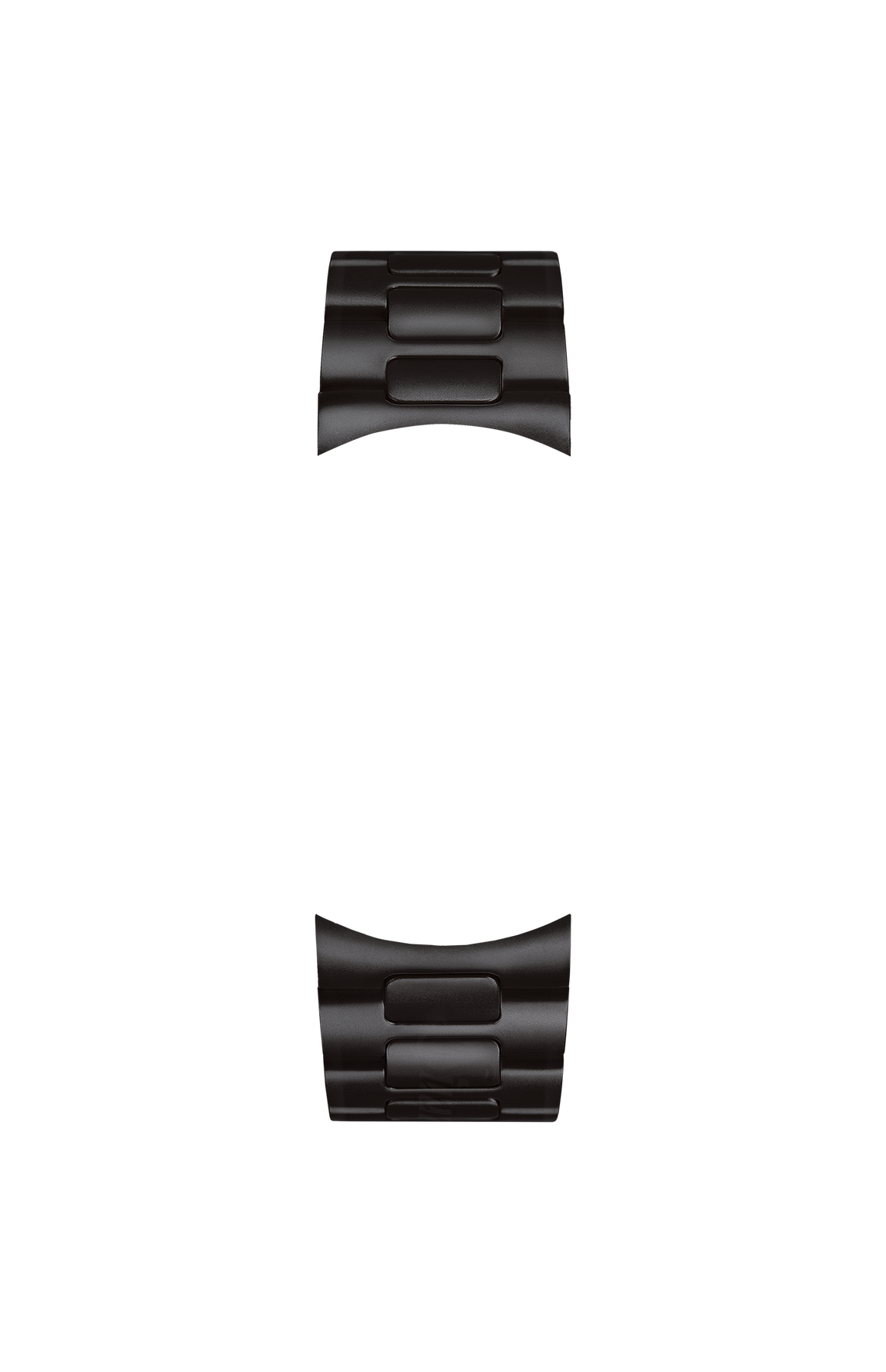 Bead-blasted solid stainless steel bracelet with black hard coating and a folding safety clasp – Front view