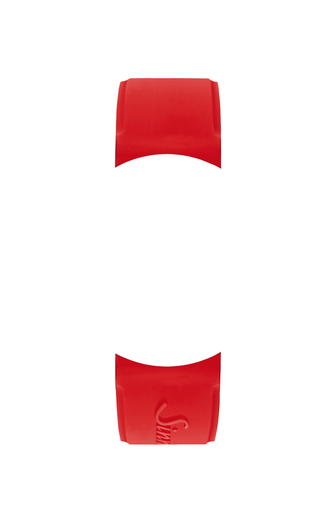 Red silicone strap integrated in the case – Front view