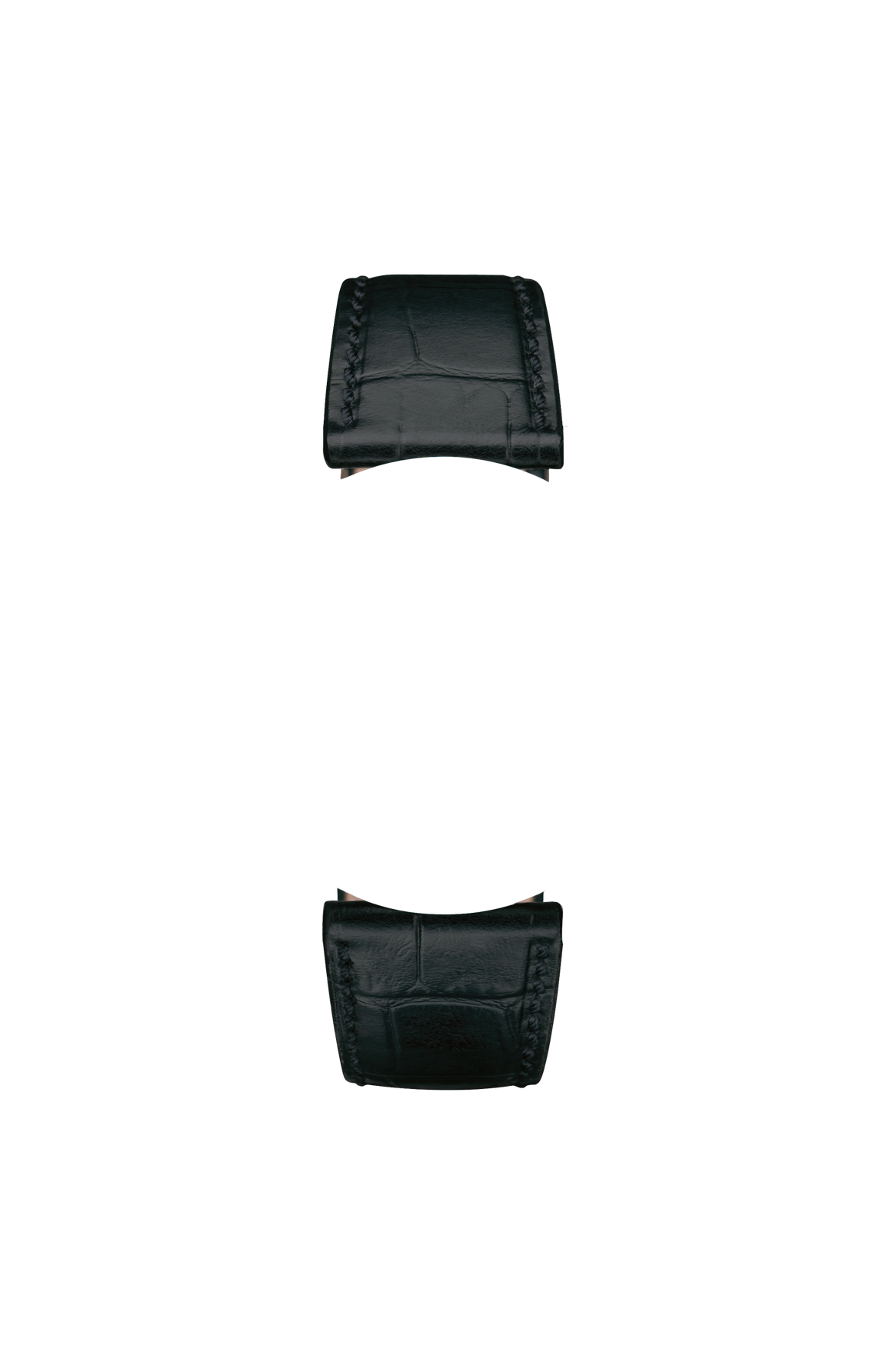 Black cowhide leather strap with alligator leather embossing – Front view