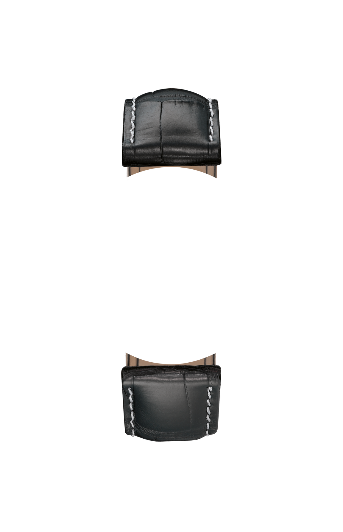Black cowhide leather strap with alligator leather embossing – Front view