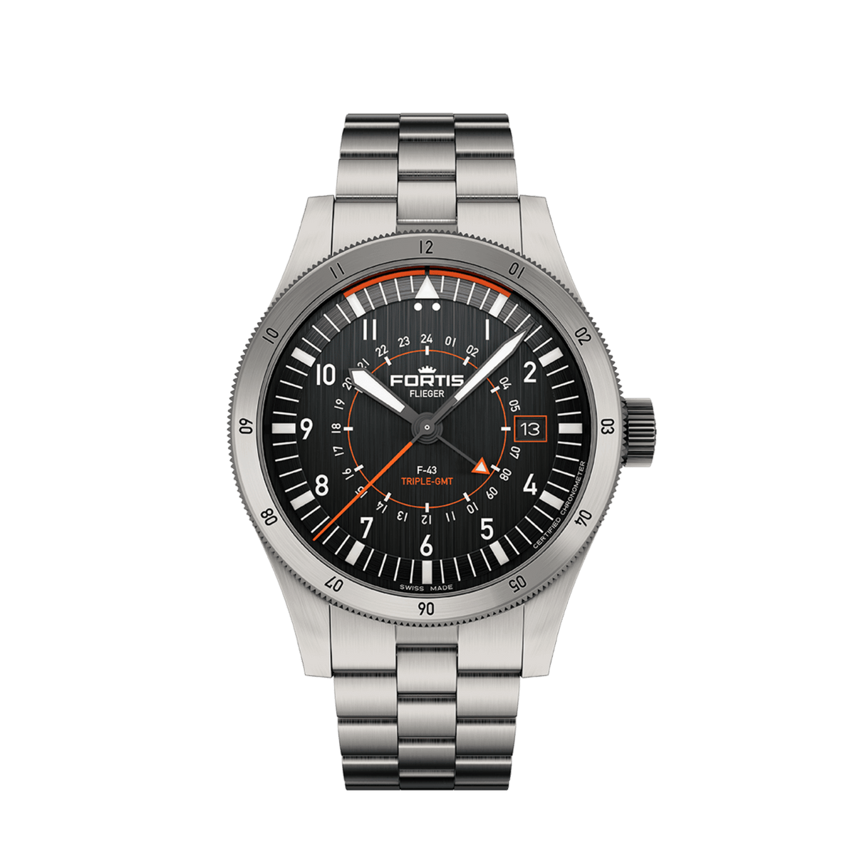 Flieger F-43 Triple-GMT Original / Block Bracelet