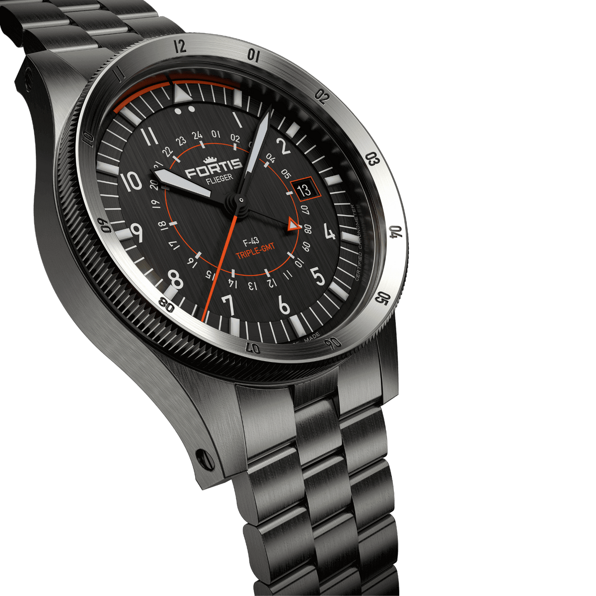Flieger F-43 Triple-GMT Original / Block Bracelet