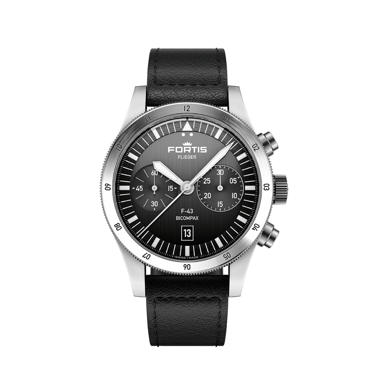 Flieger F-43 Bicompax Black / Block Bracelet