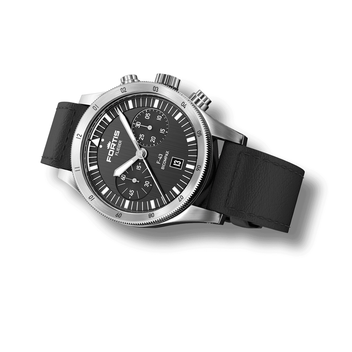 Flieger F-43 Bicompax Black / Block Bracelet