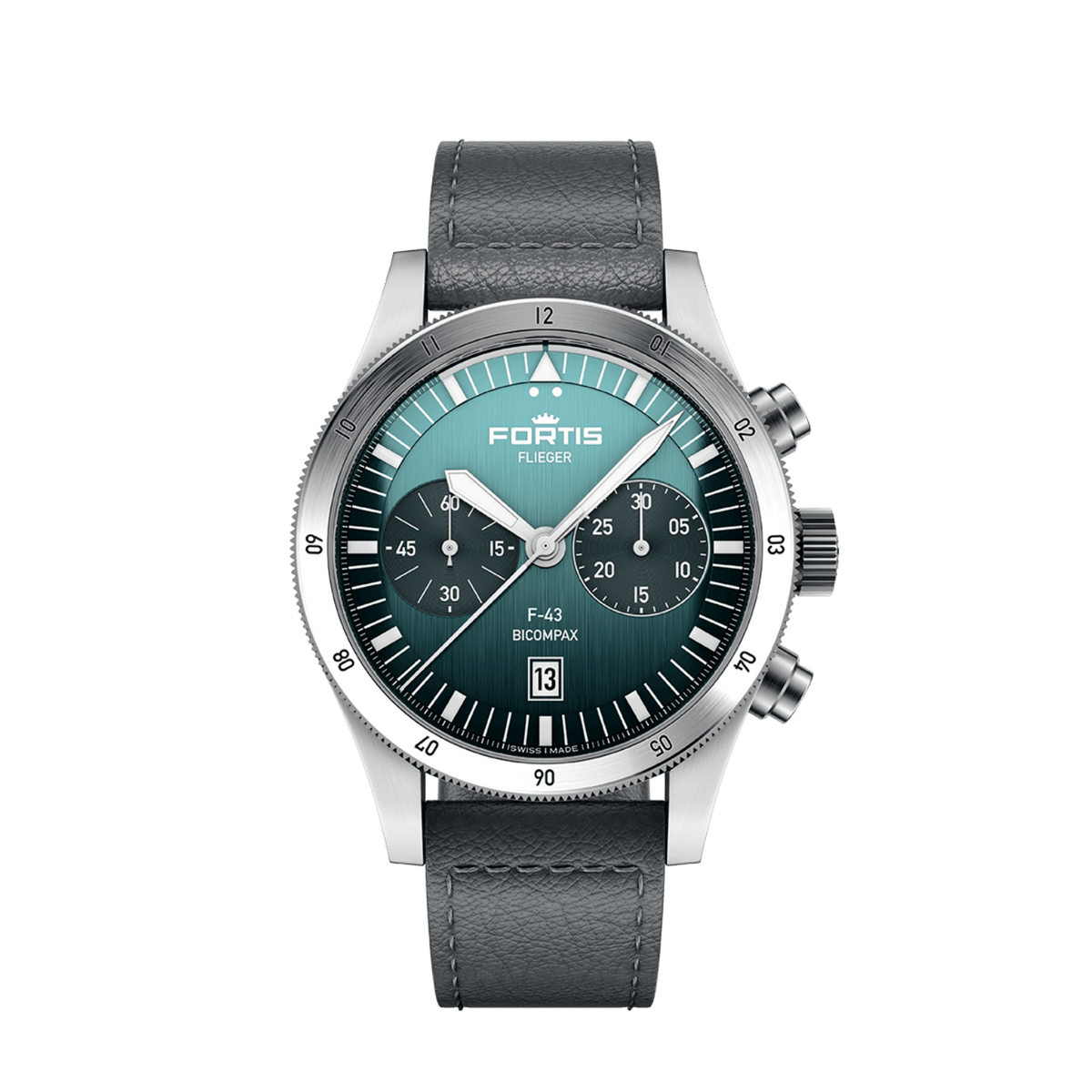 Flieger F-43 Bicompax Petrol / Block Bracelet
