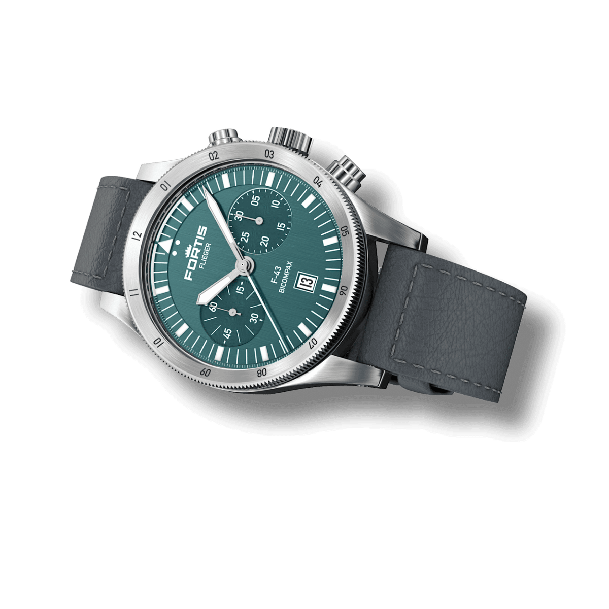 Flieger F-43 Bicompax Petrol / Block Bracelet