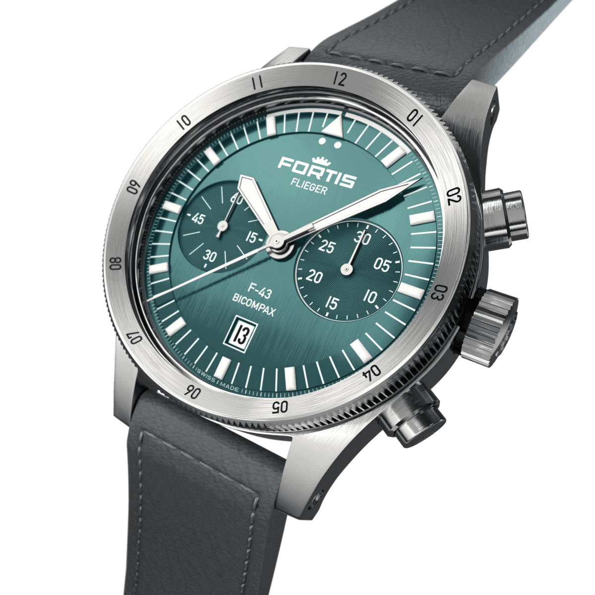 Flieger F-43 Bicompax Petrol / Block Bracelet