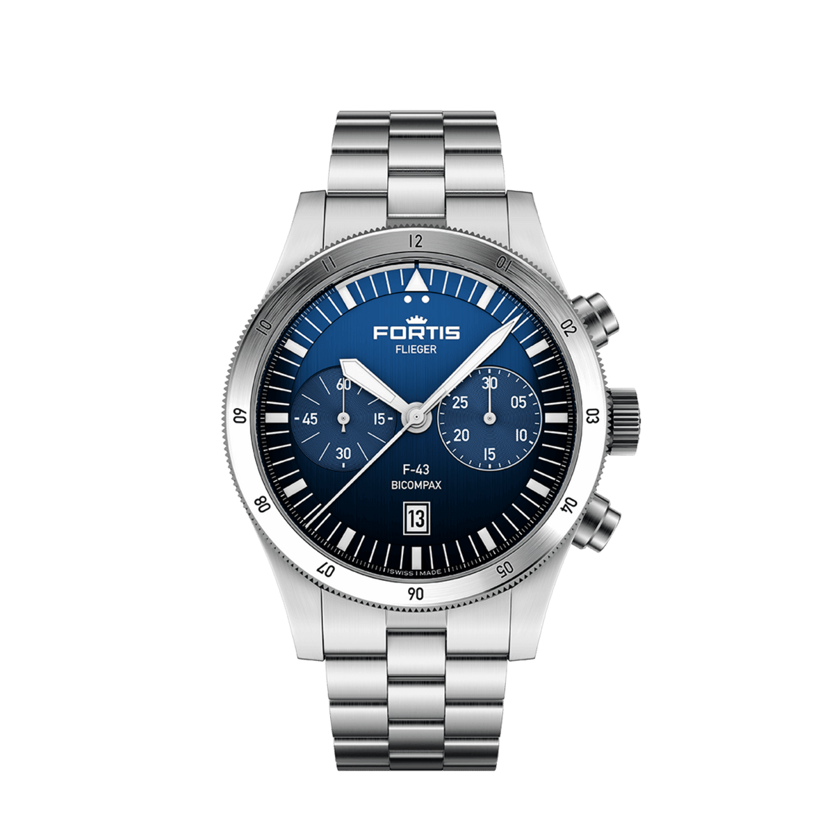 Flieger F-43 Bicompax Liberty Blue / Block Bracelet