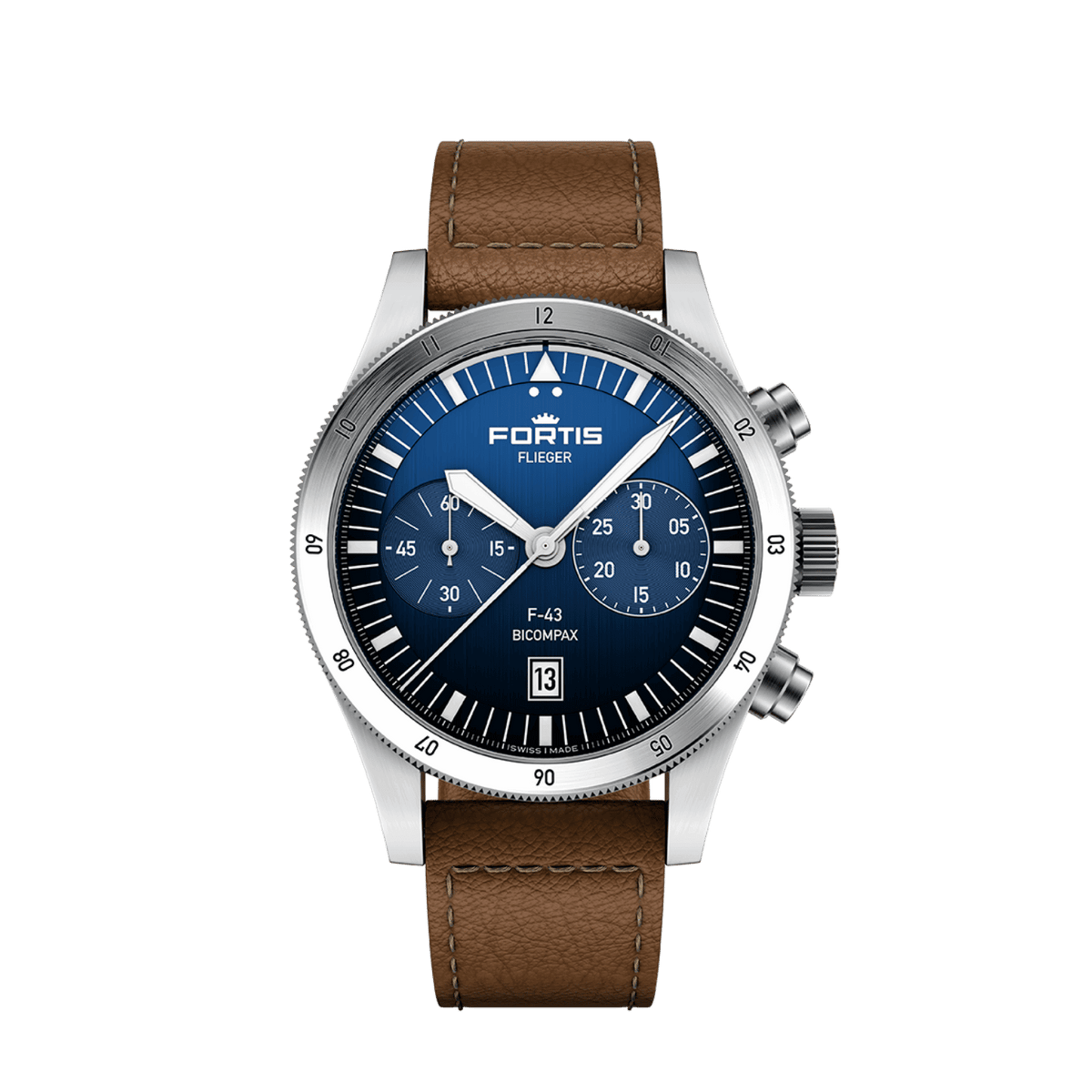 Flieger F-43 Bicompax Liberty Blue / Block Bracelet