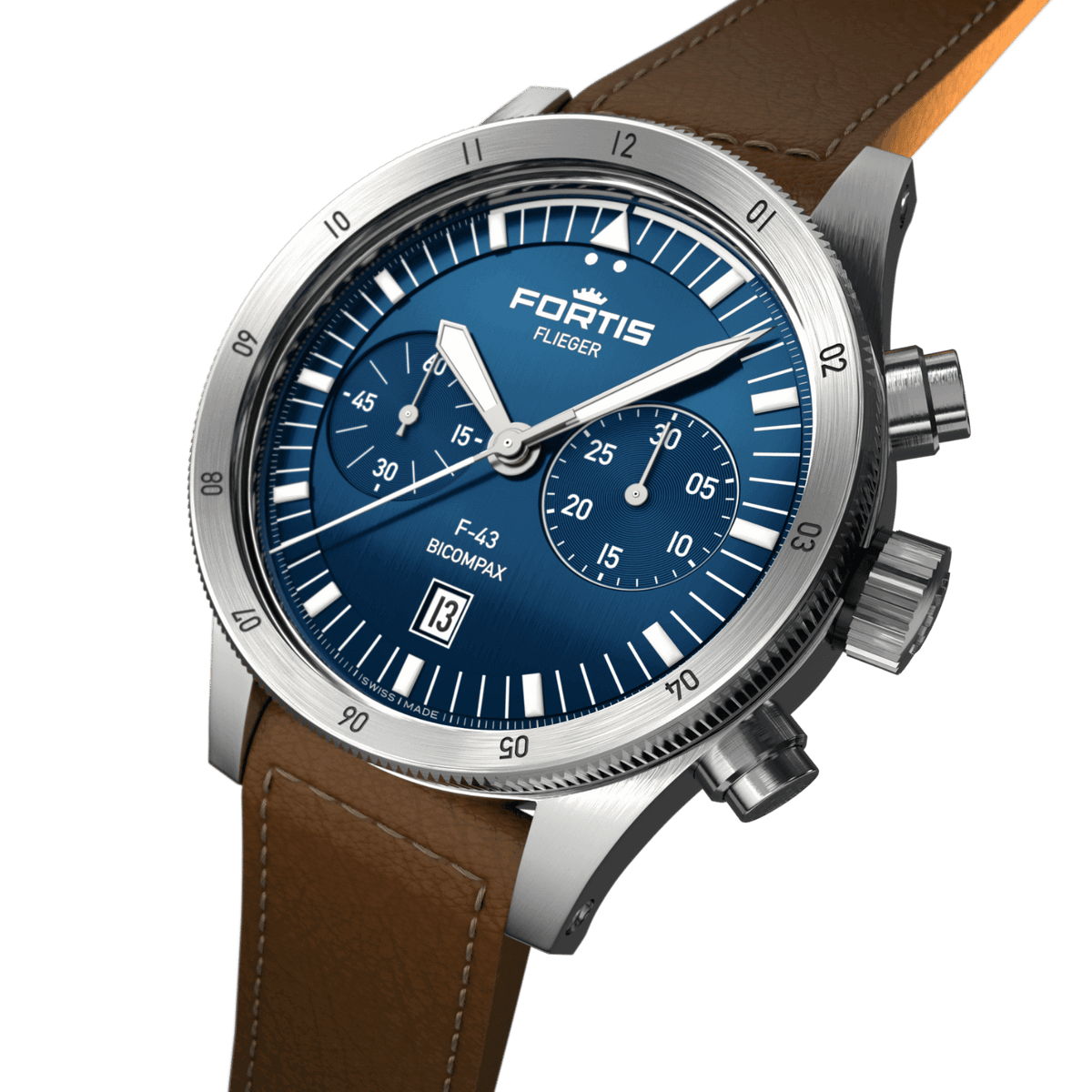 Flieger F-43 Bicompax Liberty Blue / Block Bracelet