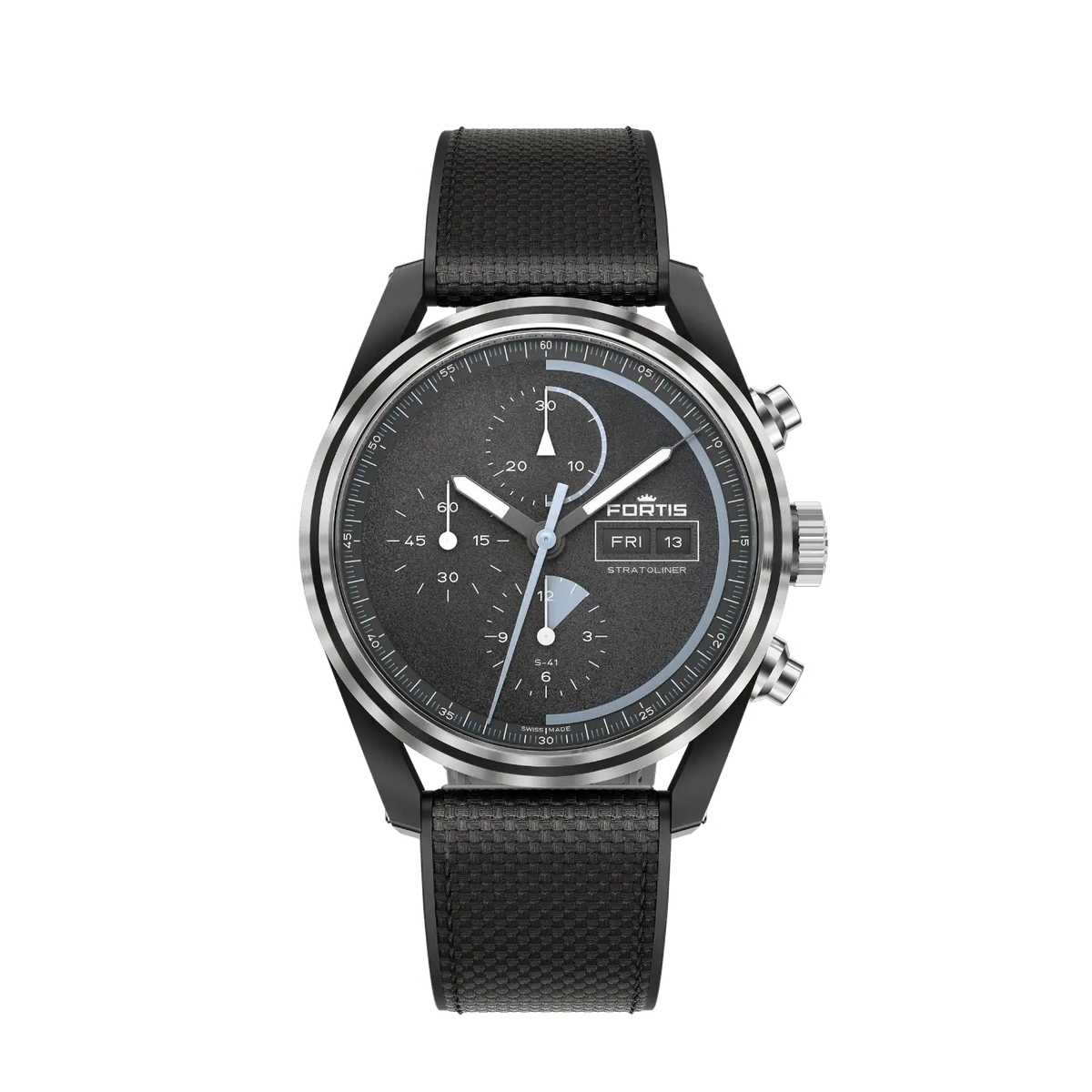 Stratoliner S-41 Gravity Black on Hybrid Strap